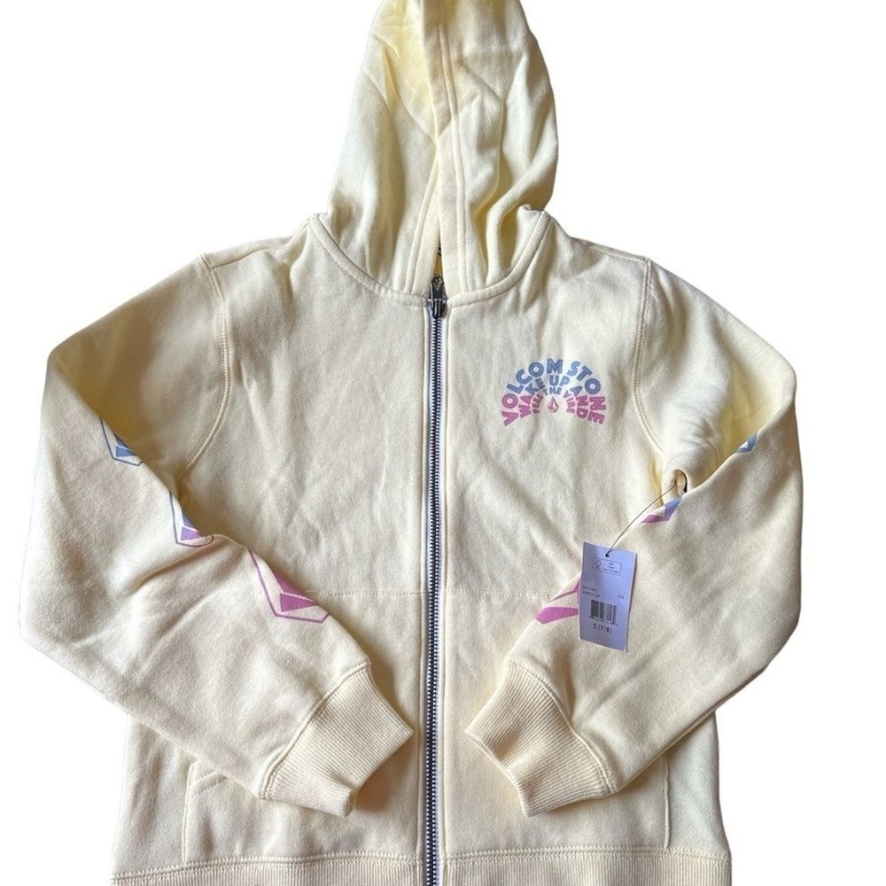 Volcom Girls Cozy hoodie zippety zip yellow feel the vibe nwt size 7/8 Butter